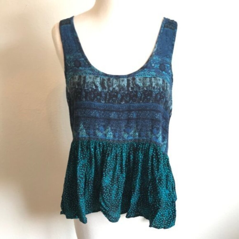 Urban Outfitters Ecote Blue Green Low Back Tank Top Womens‎ Size M Peplum